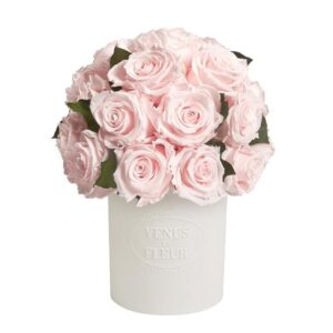 Fleura Vase[TEST] - Eternity® Roses & Leaves _ Pearl